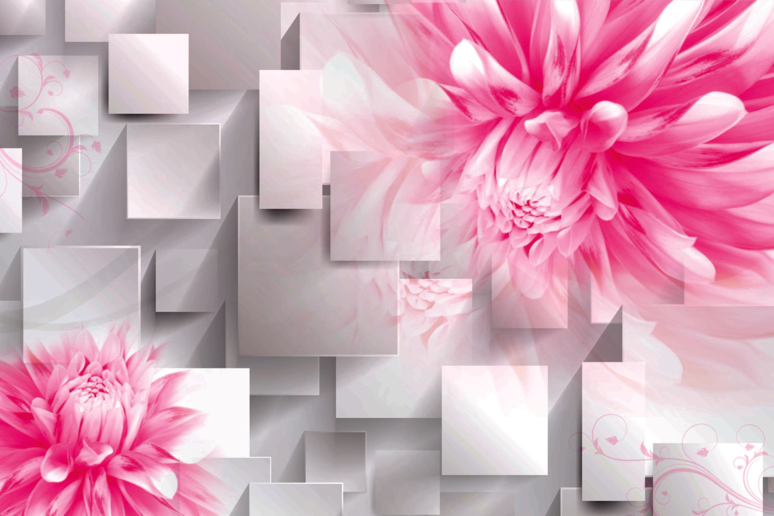 3D Wall Pink Flower pattern detail