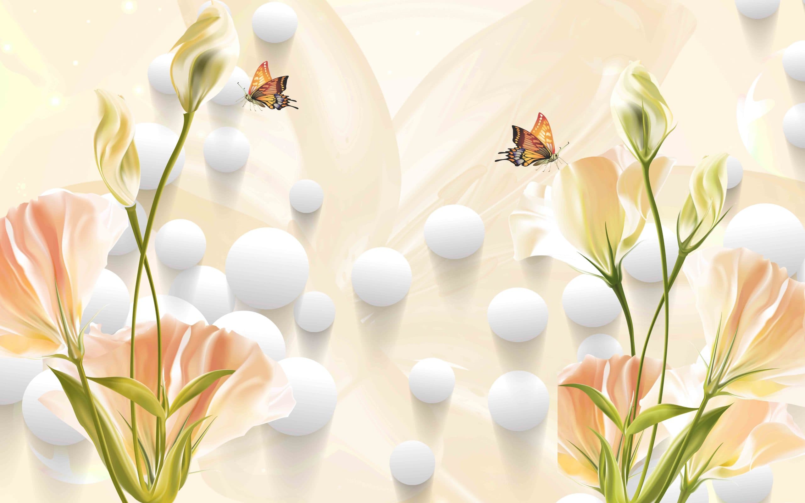 Yellow Petals Abstract Floral Art Wall Mural Wallpaper pattern detail