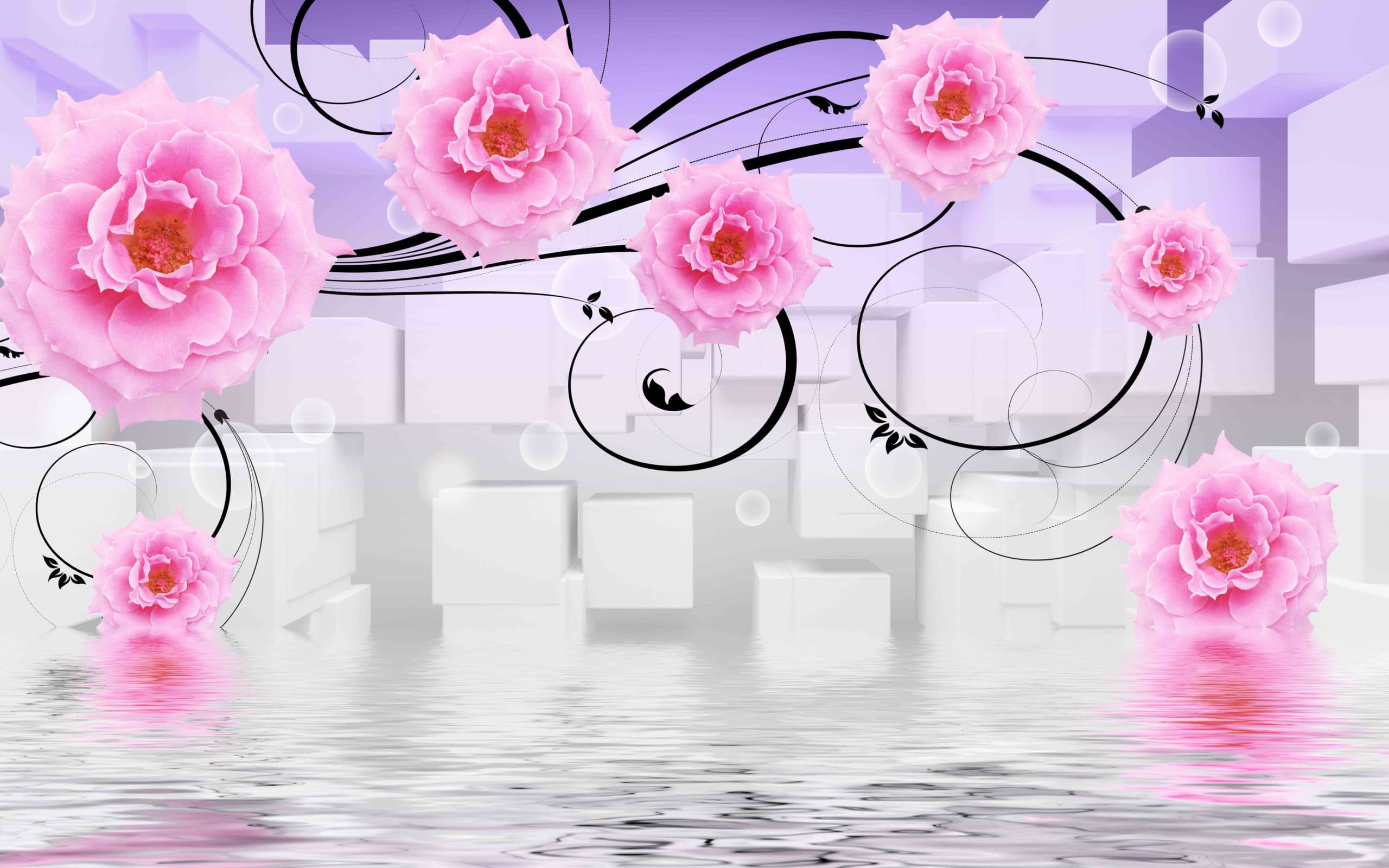 Contemporary Pink Abstract Pattern Decorative Wall Wallpaper pattern detail