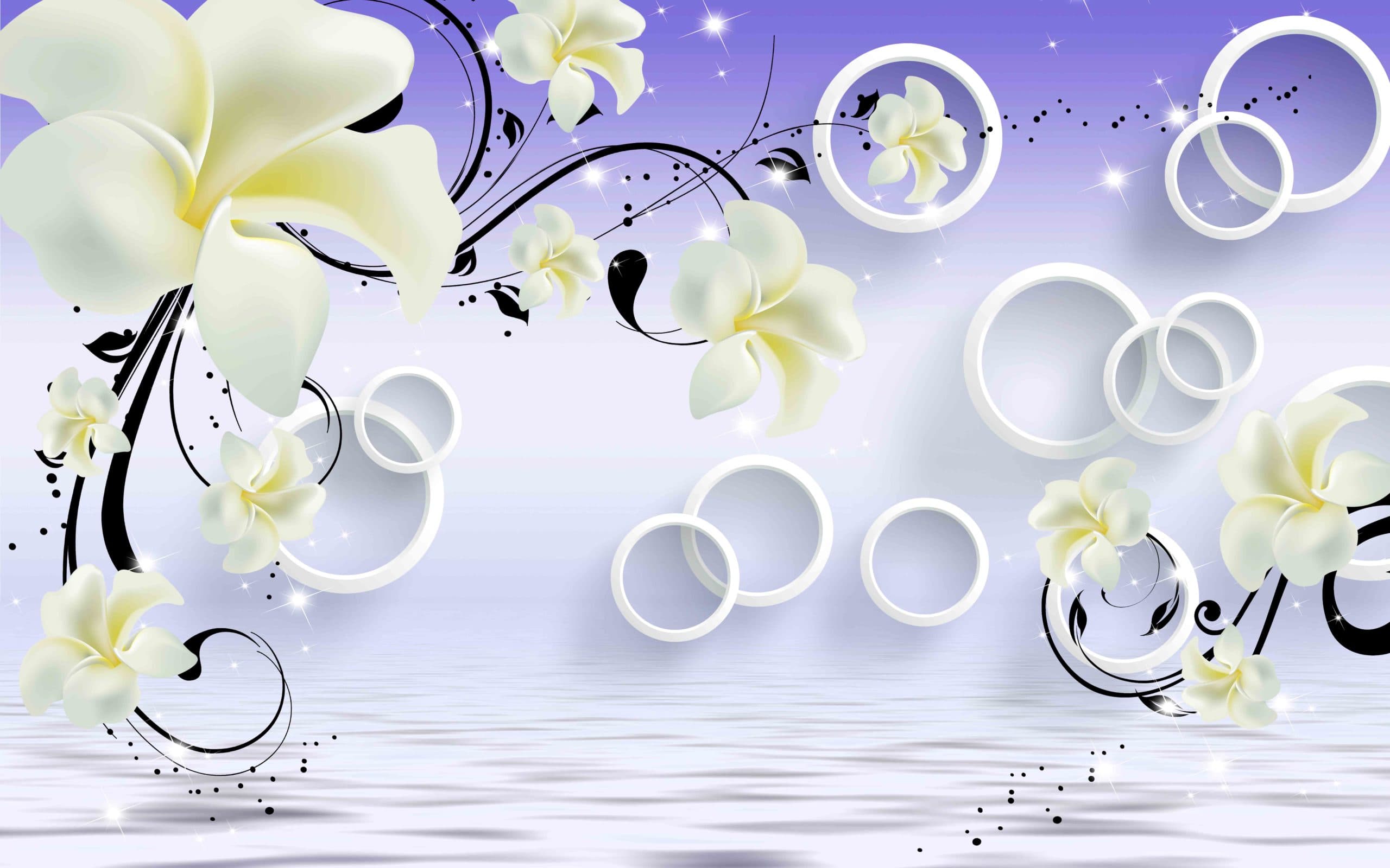 3D Flower Blue Background pattern detail