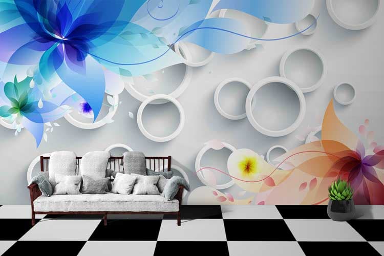 Digital 3D Mural shown in a room