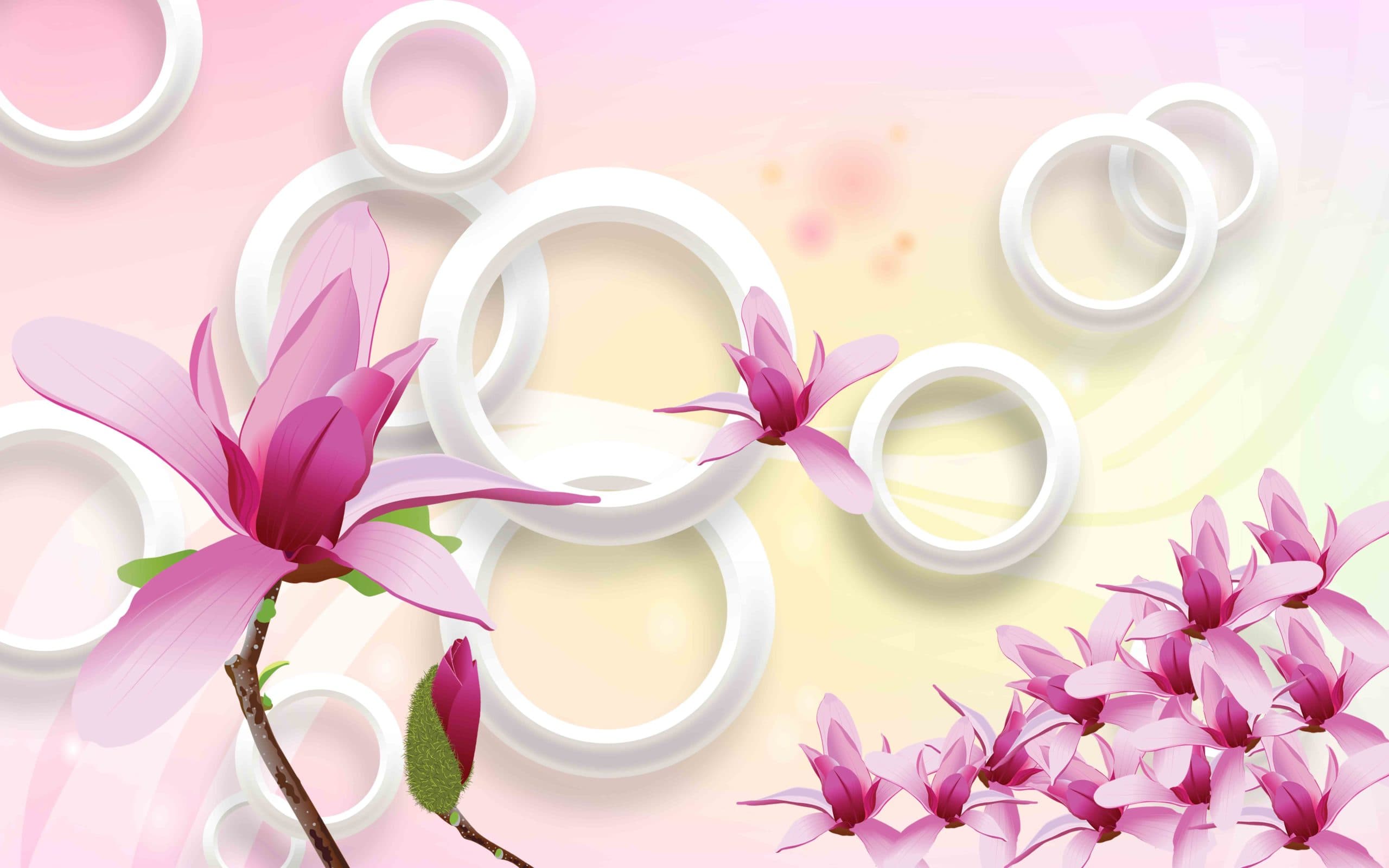 PinK Flower 3d Circles pattern detail
