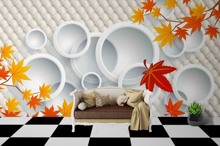 Maple Leaves 3d shown in a room