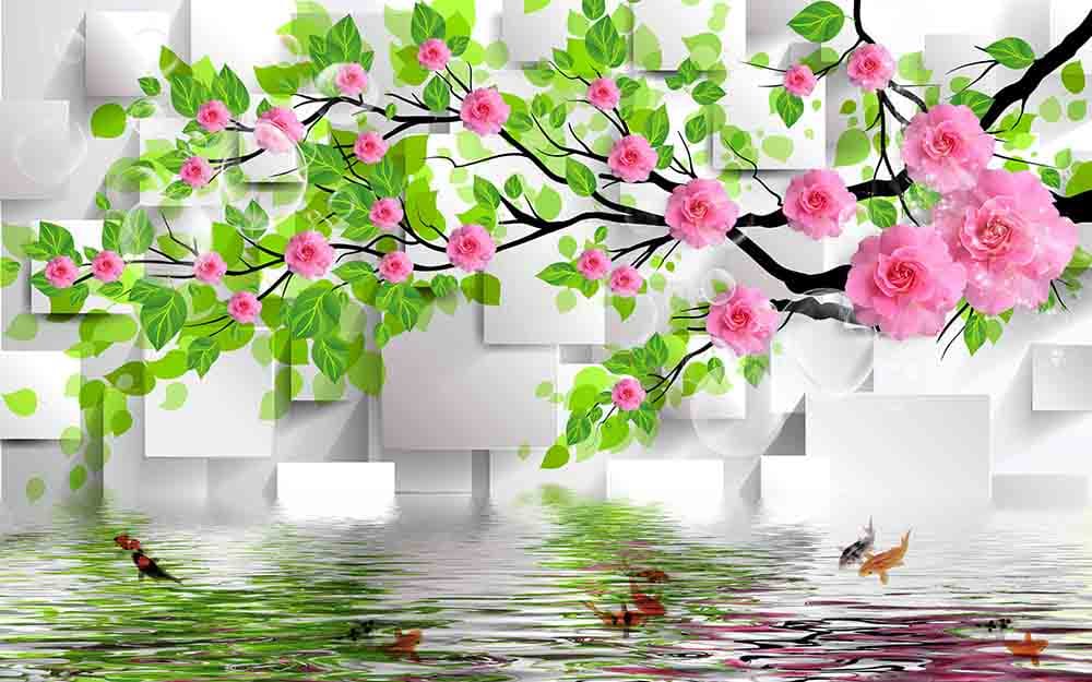 Artistic Underwater Floral Wall Decor Wallpaper pattern detail