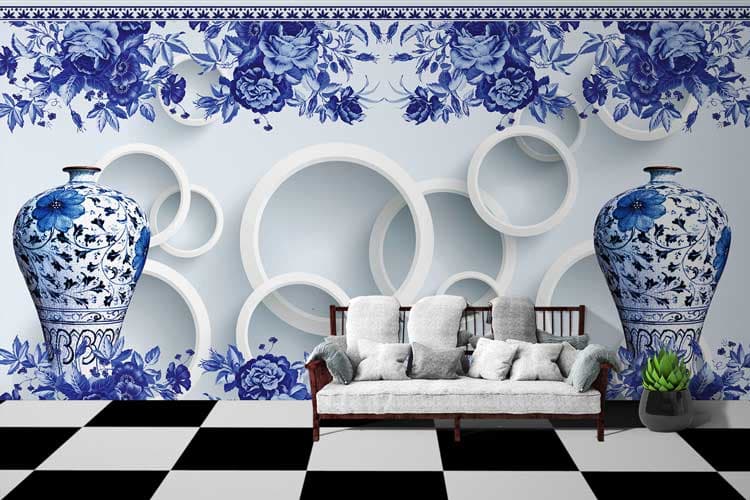 Blue Vase Decoratives shown in a room