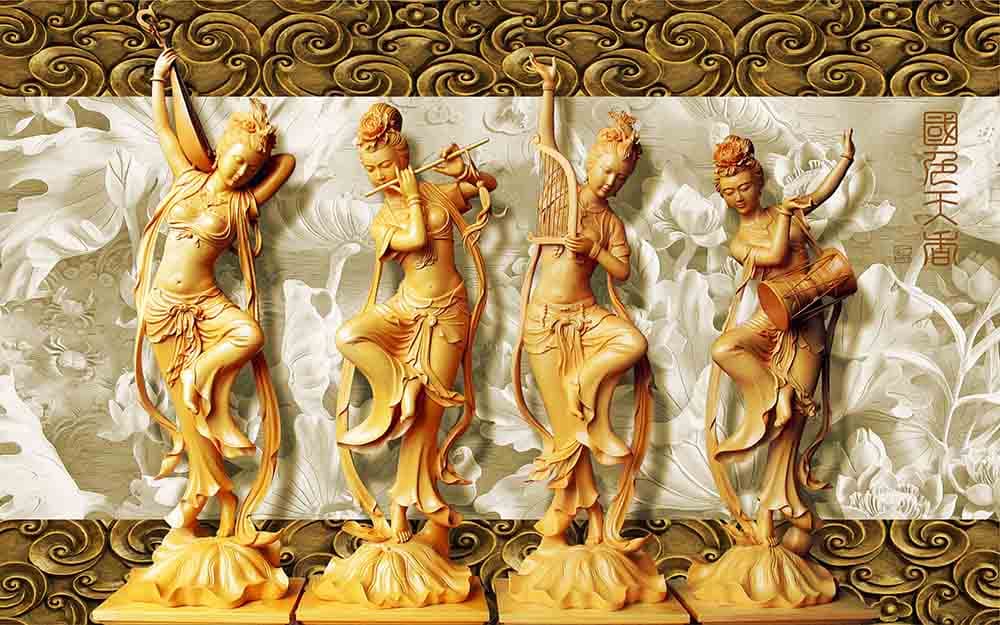 Statue of Dancers Mural Art pattern detail