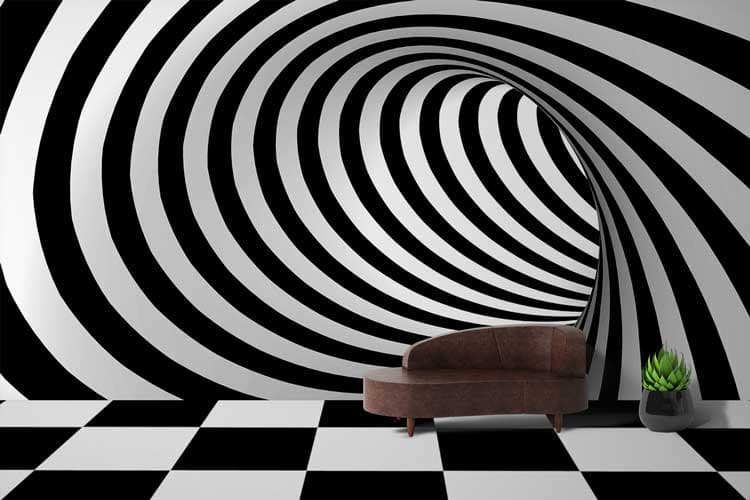 3D Illusion Wallpaper Mural shown in a room