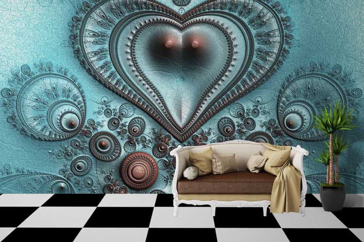 Tribal Art Mural shown in a room