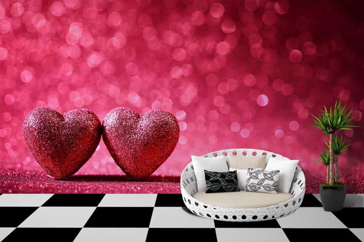 Valentine hearts shown in a room