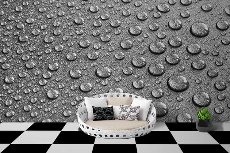 3D Water Droplets shown in a room