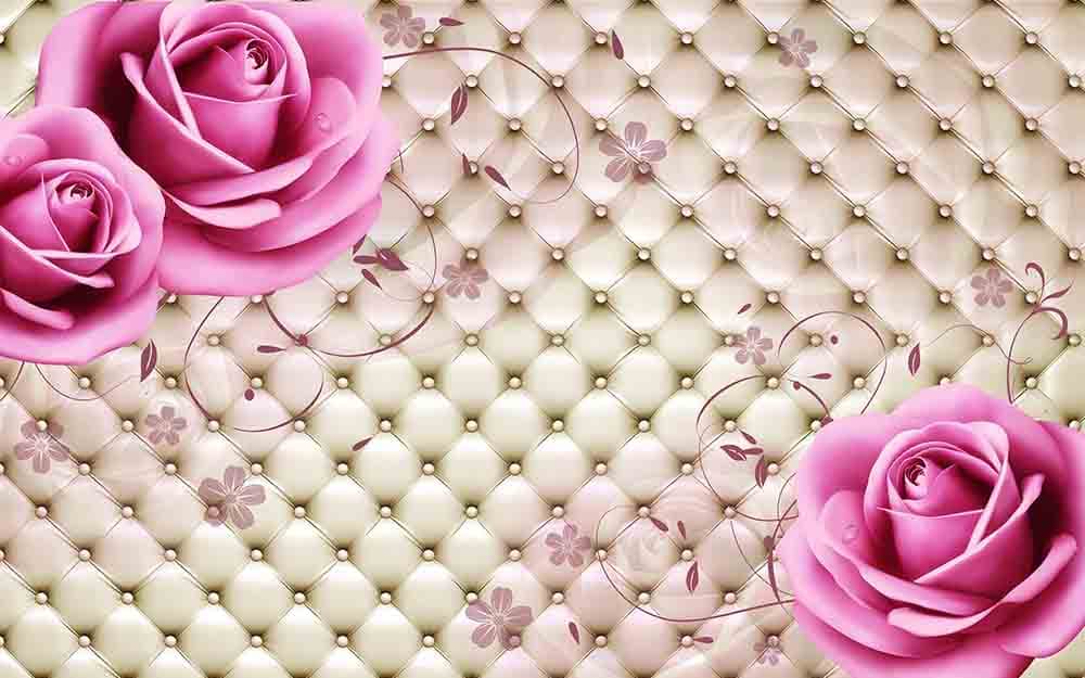 Pink Roses Lounge Wallpaper for Wall pattern detail
