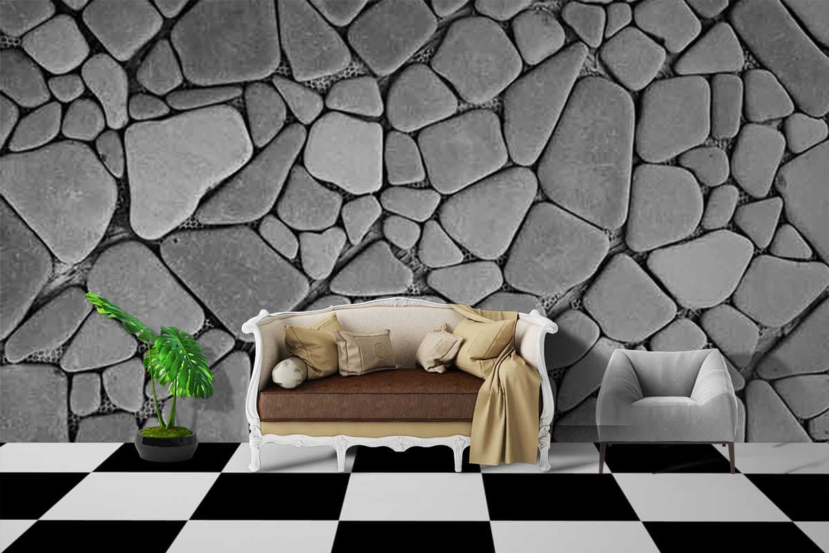 Stone Texture Wallpaper for Walls shown in a room