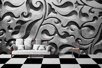 Depth Floral Print shown in a room