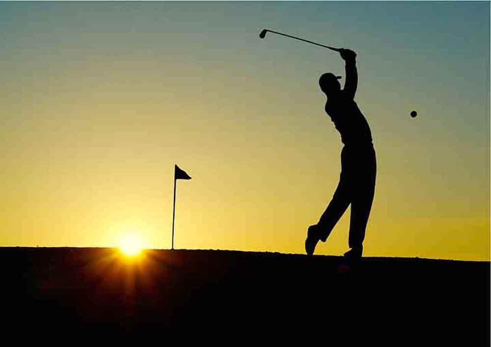 Golfing Sunset Scenic Wall Mural Wallpaper pattern detail