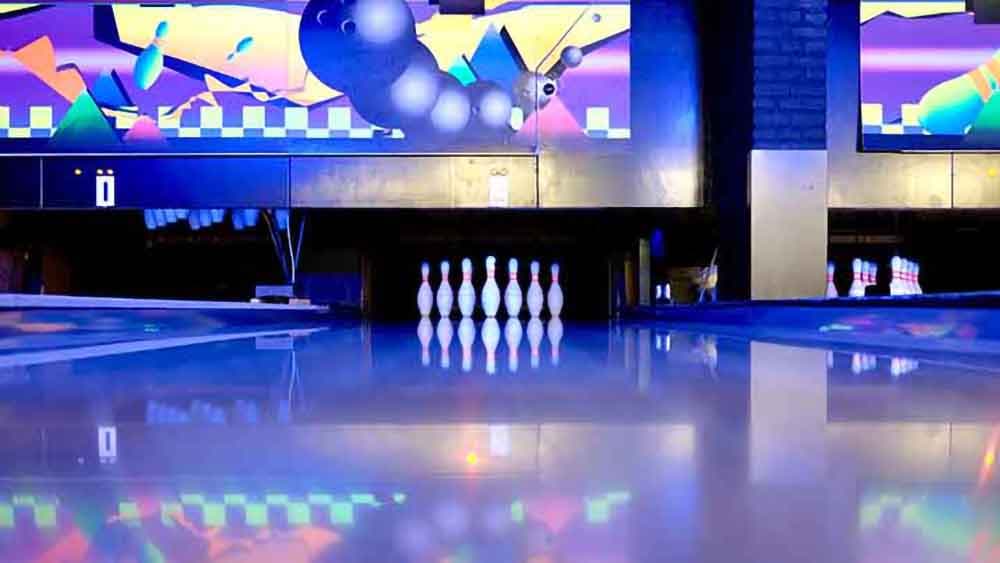 Neon Bowling Pins pattern detail