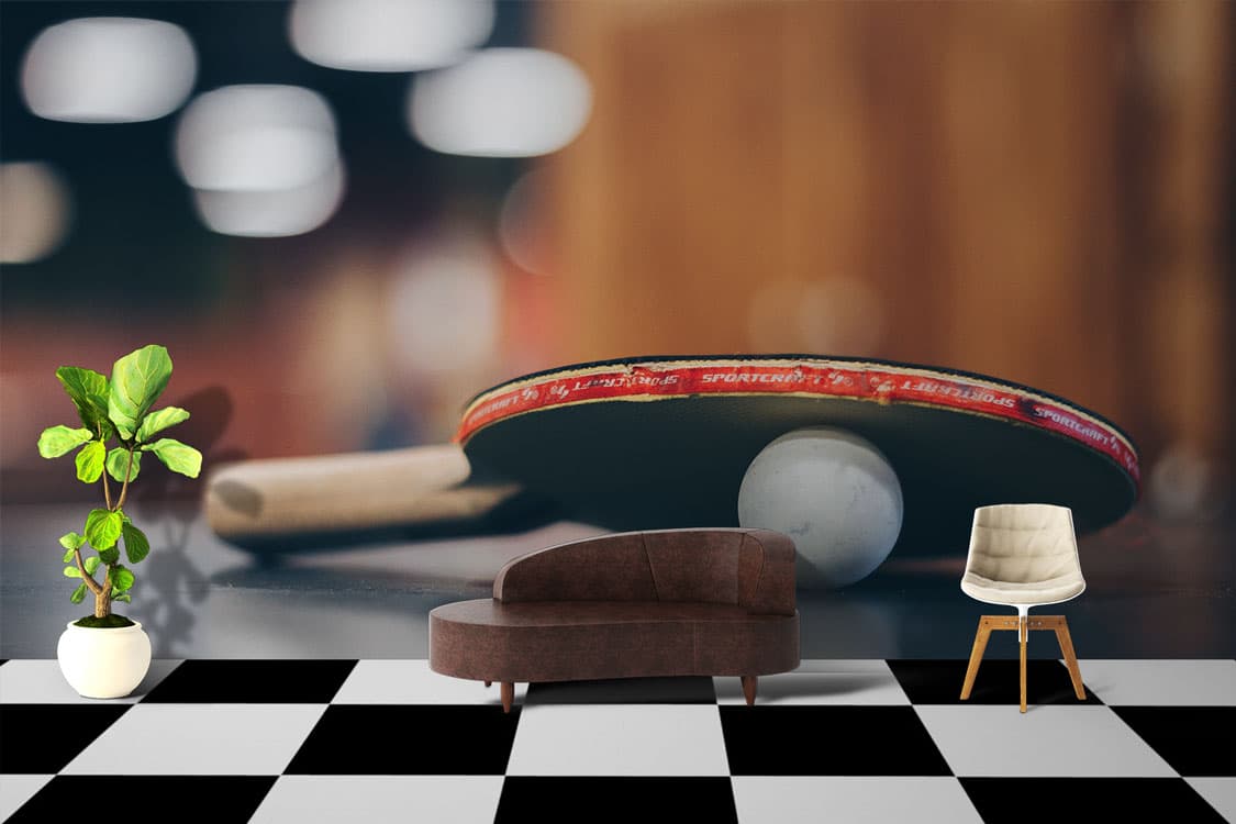 Tennis Racket Sports Action Wall Mural Wallpaper shown in a room