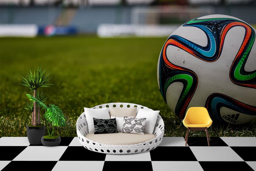 Energetic Football Stadium Wall Decor Wallpaper shown in a room