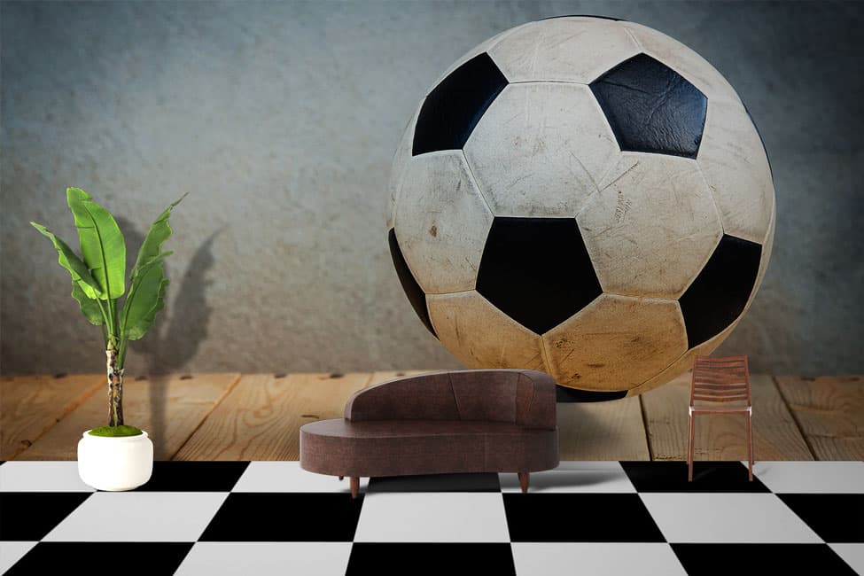 Trendy Soccer Lovers Bedroom Wallpaper shown in a room