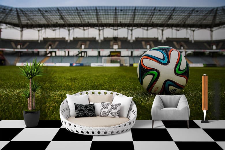 Kids Room Football Wallpaper shown in a room