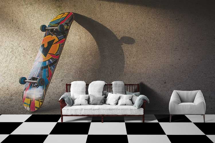 SkateBoard Wall Shadow shown in a room