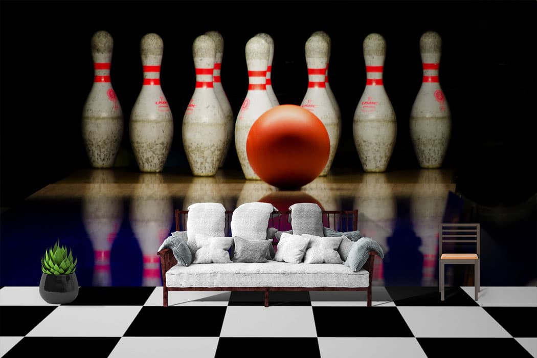 Bowling Pins Target shown in a room