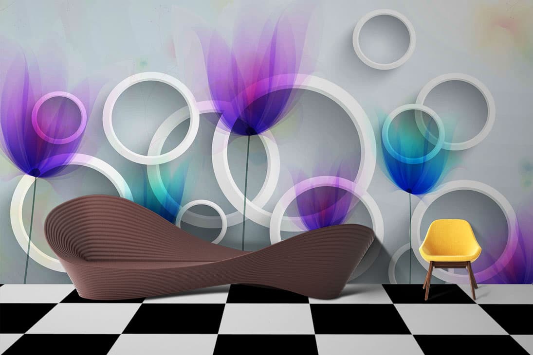 Circlular Embossed Flower shown in a room