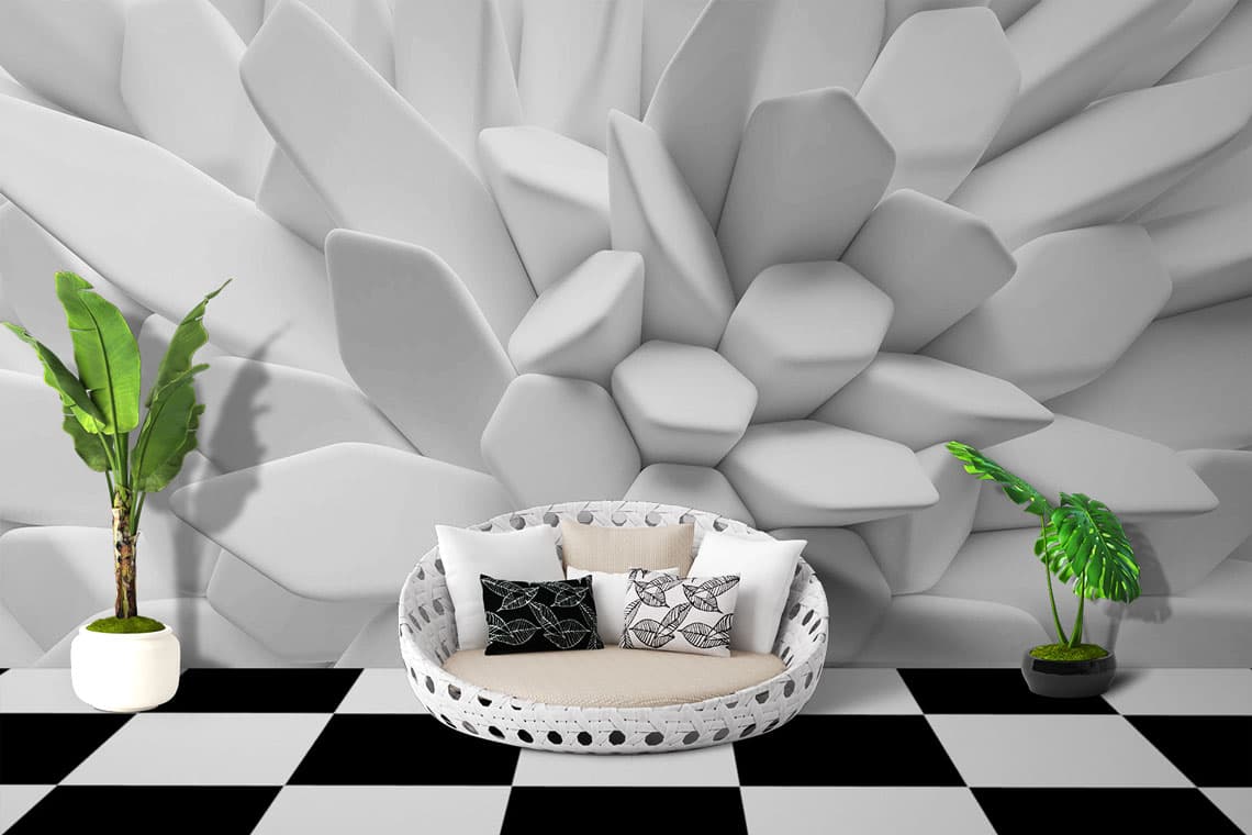Flower Art Shape shown in a room