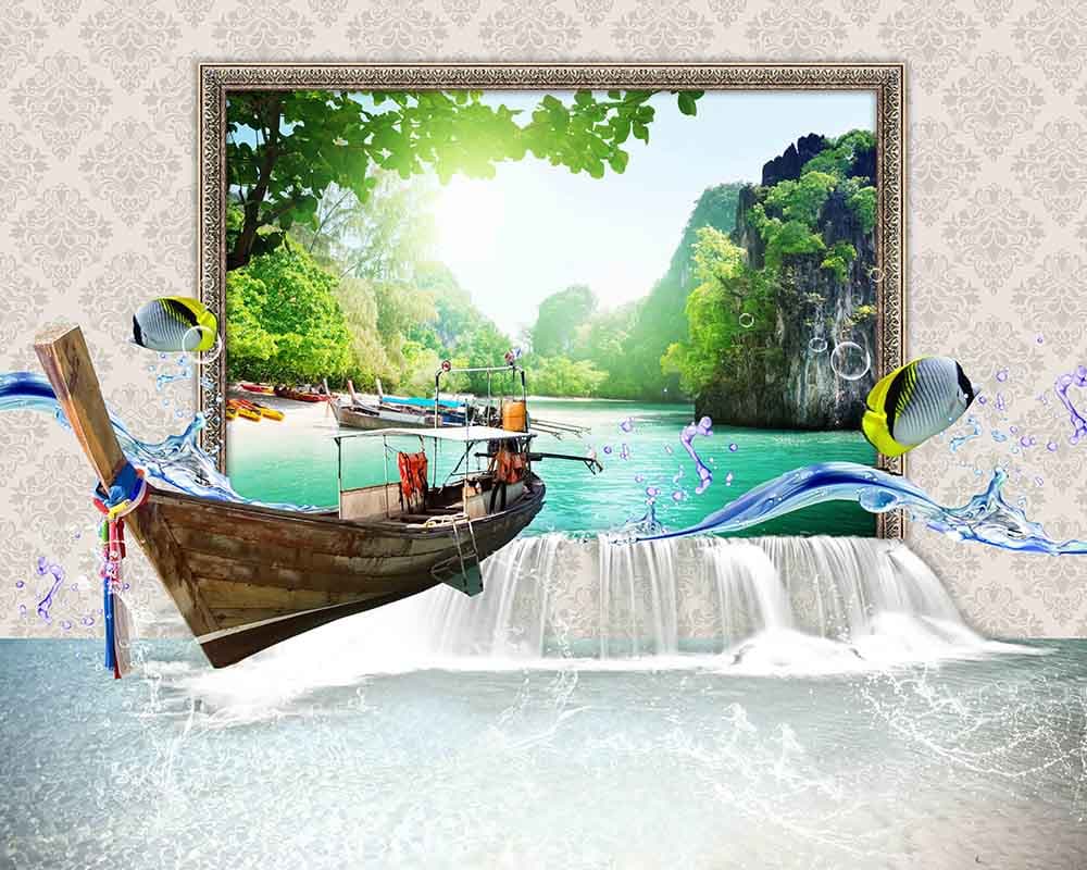 River Scenery 3D Wallpaper pattern detail