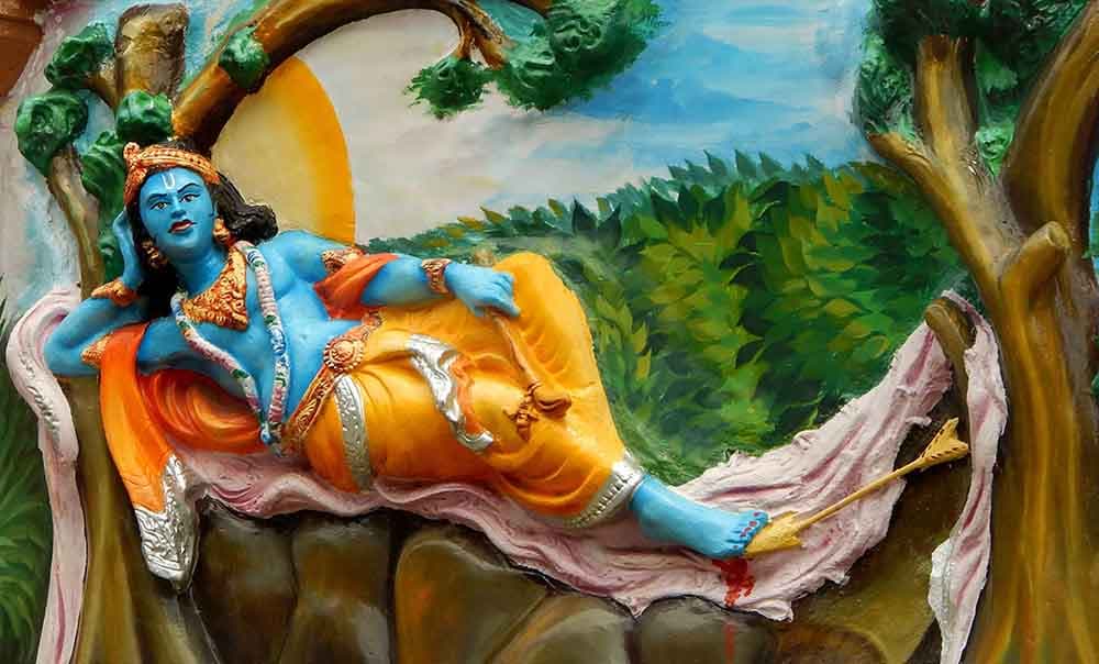Elegant Krishna Avatar 3D Art Wallpaper pattern detail