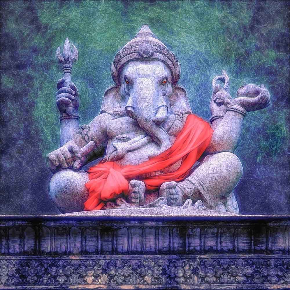 Stone Effect Ganesha Wallpaper pattern detail