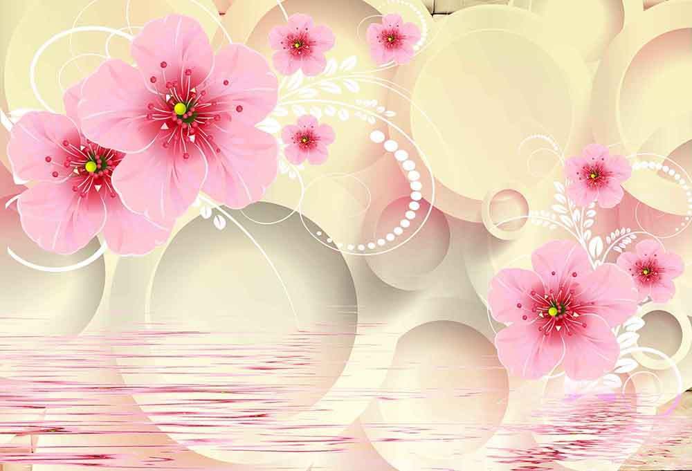Glamorous Pink Floral Wall Design Wallpaper pattern detail