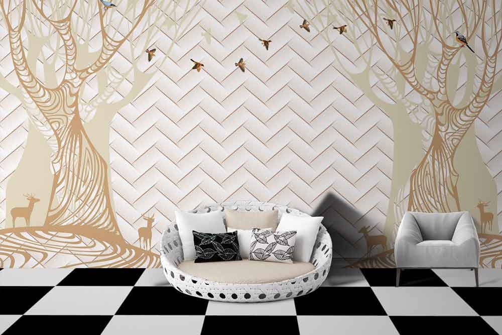 Stylish Abstract Texture Wall Design wallpaper shown in a room