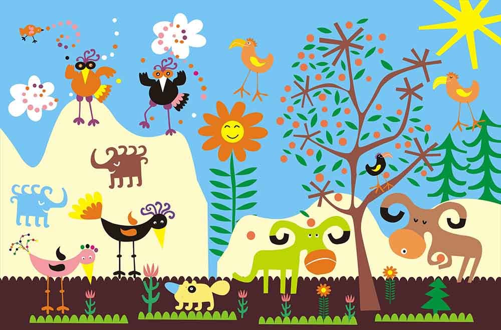 Creative Cartoon Art Wall Mural Design Wallpaper pattern detail
