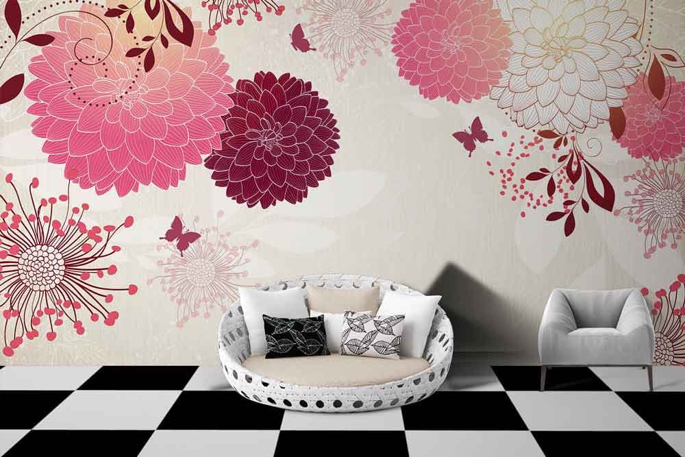 Flower Art Pattern shown in a room