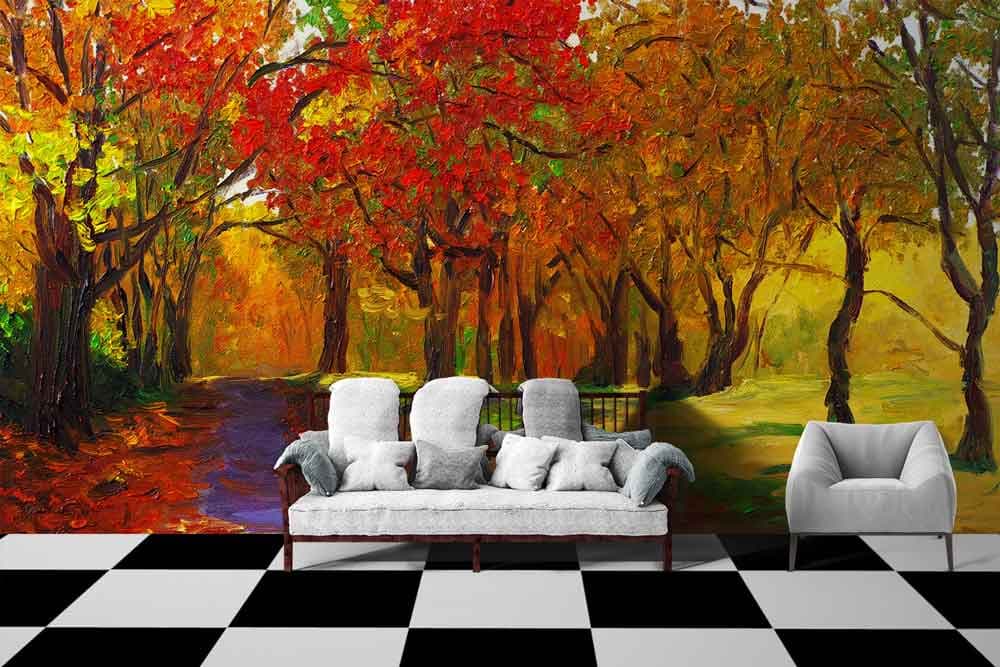 Autum Forest Wallpaper for Walls shown in a room