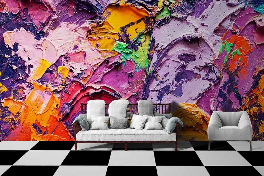 Colorful Collage shown in a room