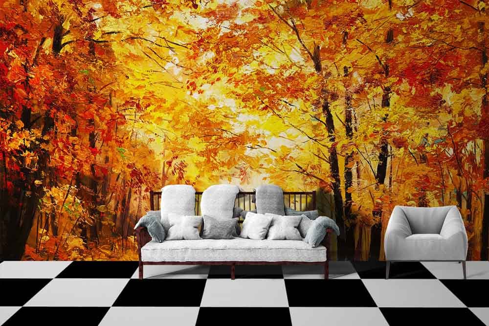 Autum Scene shown in a room
