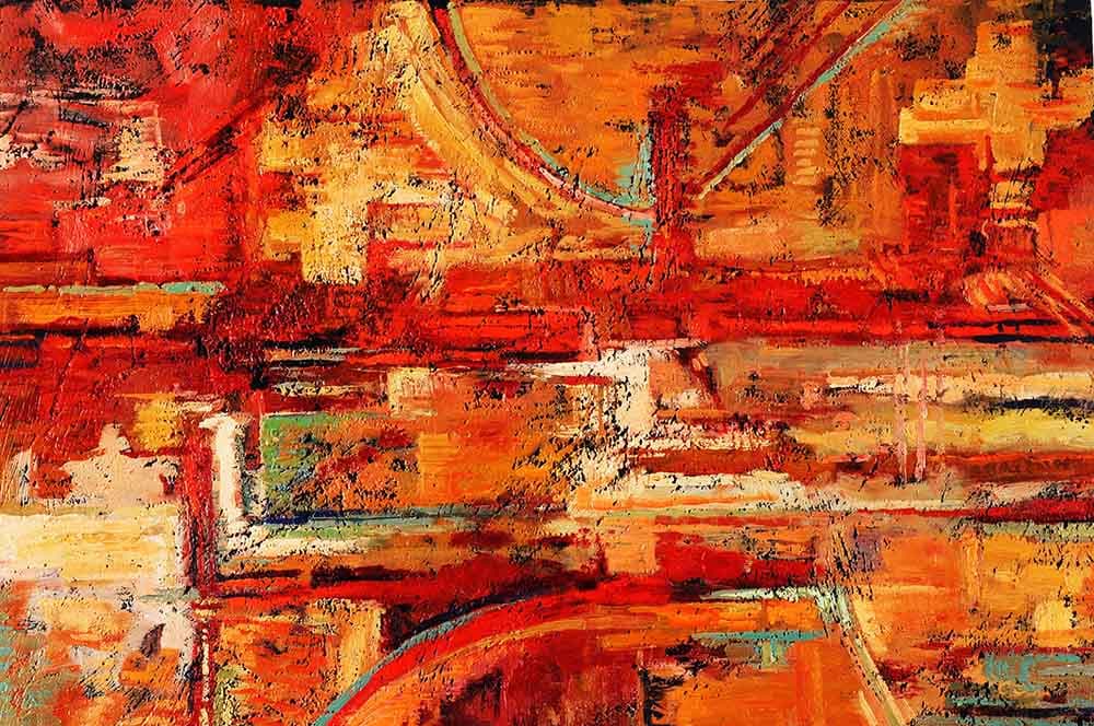 Red Abstract Painting Wallpaper pattern detail