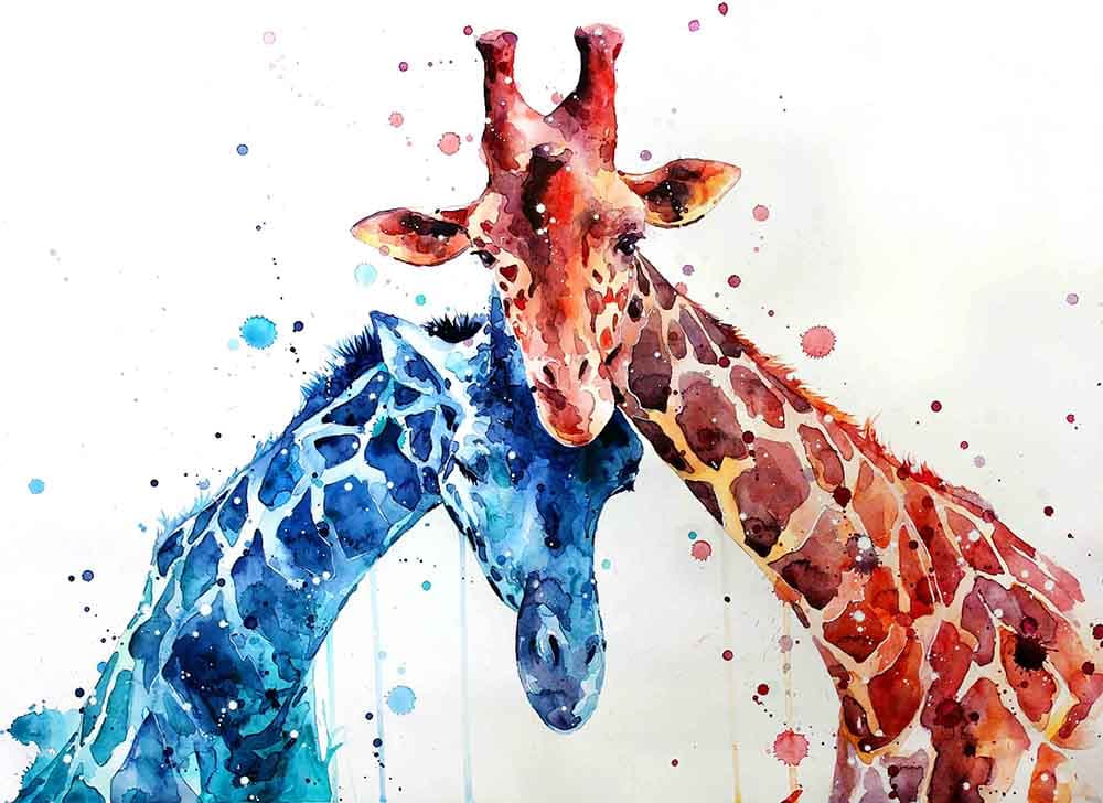 Giraffe Art Mural Wallpaper pattern detail