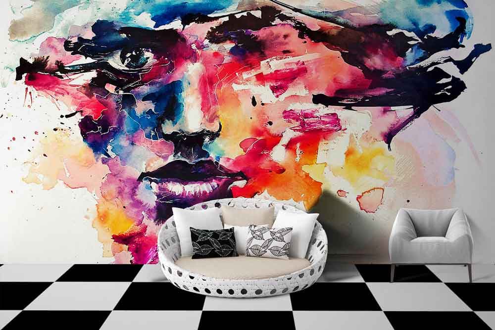 Abstract Face shown in a room