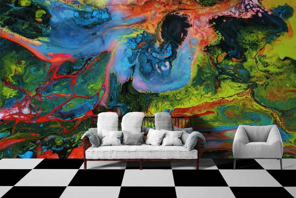 Elegant Color Harmony Art Design wallpaper shown in a room