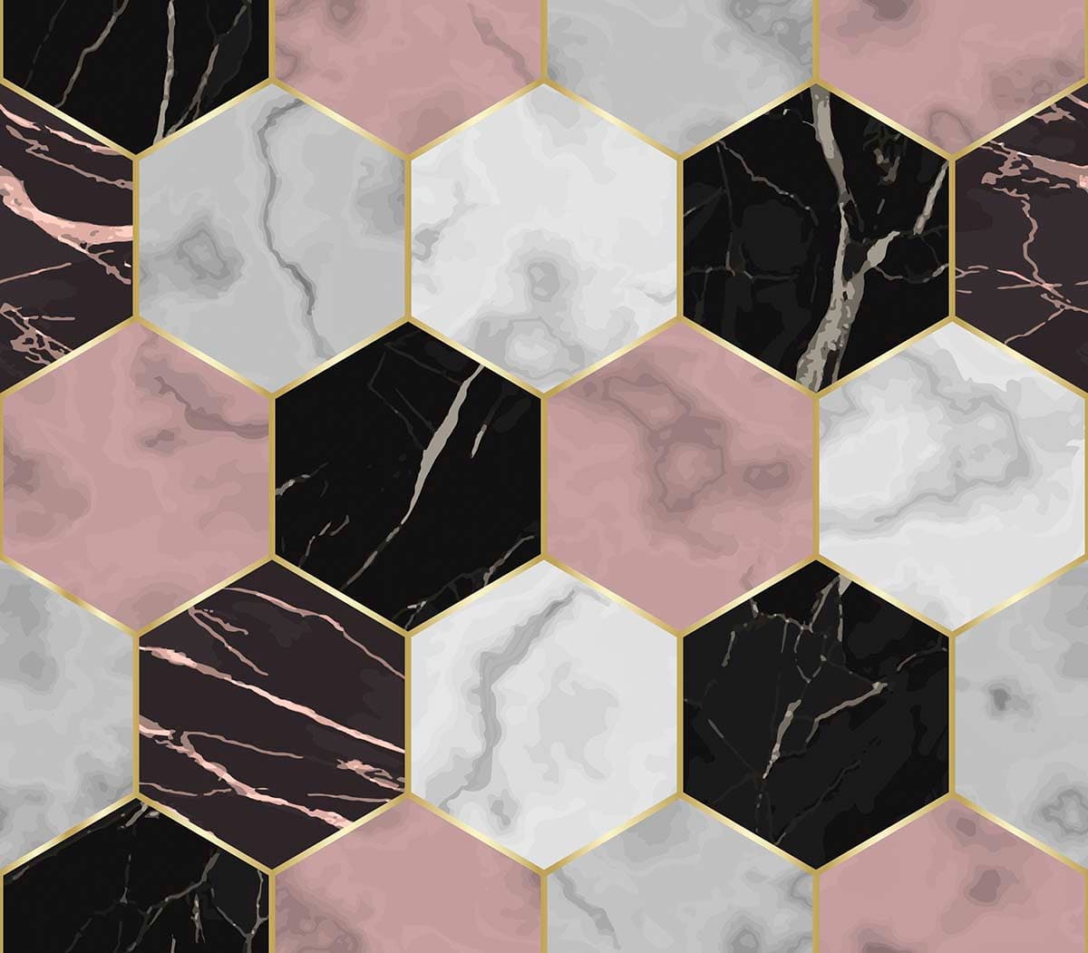 Gold Line Hexagon Geometric Pattern Wallpaper pattern detail