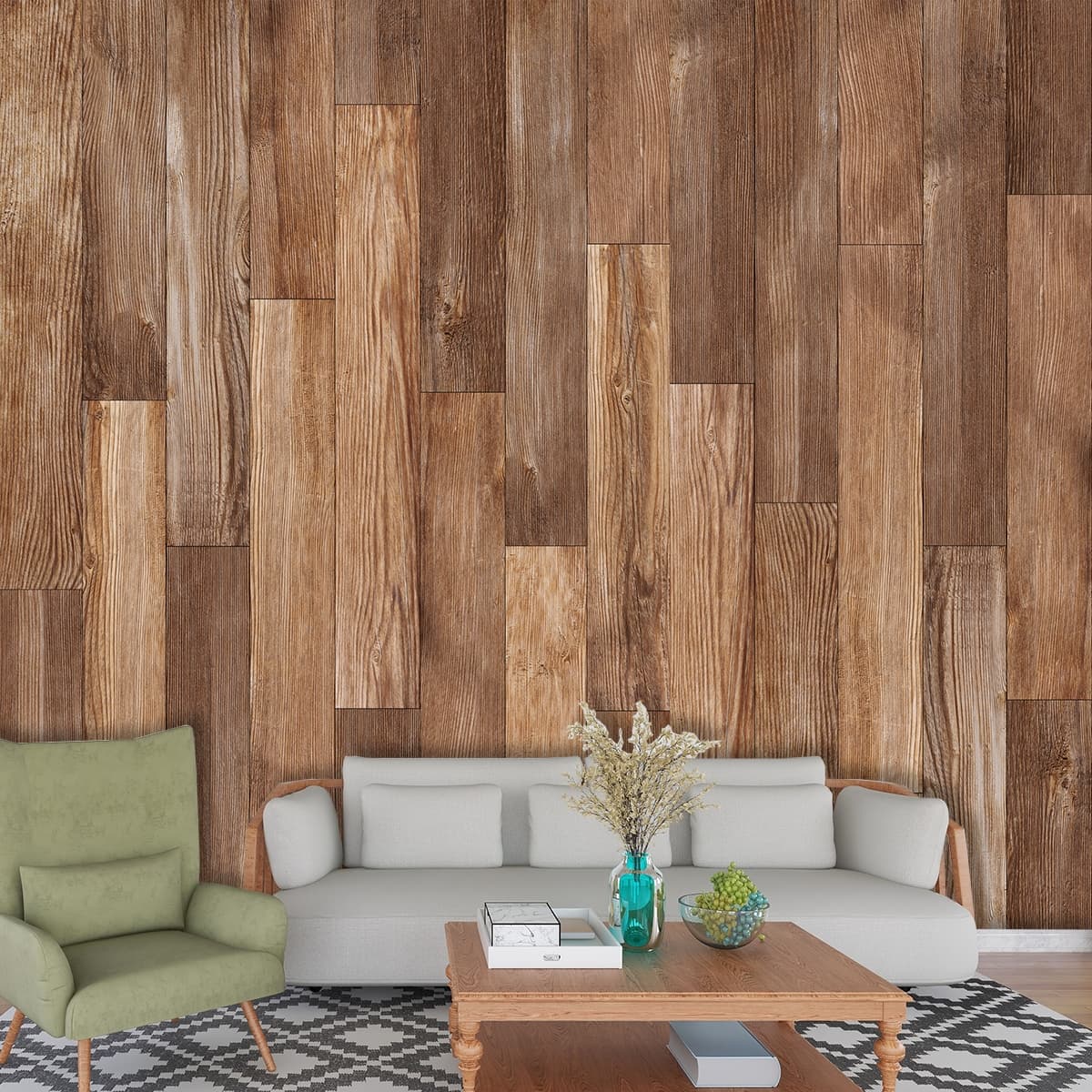 Wood Plank Texture Wallpaper Mural shown in a room
