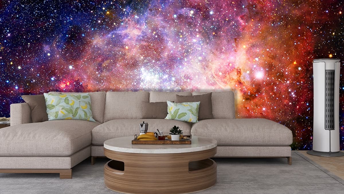 Galaxy Wallpaper for Home shown in a room