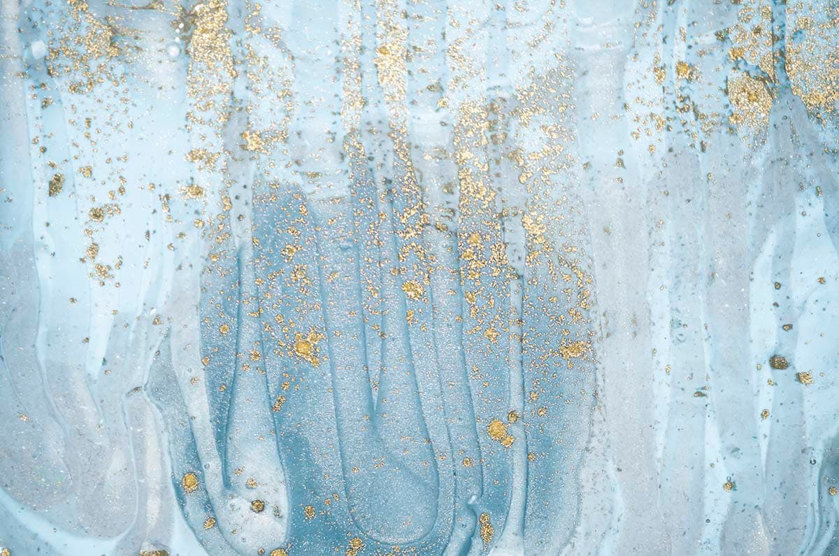 Blue and Gold Paint Effect Modern Abstract Wallpaper pattern detail