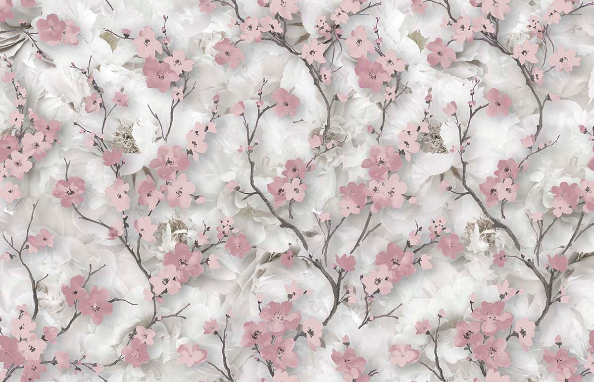 Beautiful Pattern of Pink Flowers pattern detail