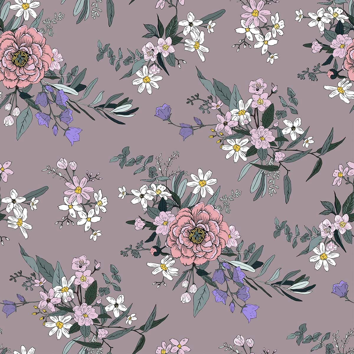 Handcrafted Floral Leaf Design for Interiors Wallpaper pattern detail