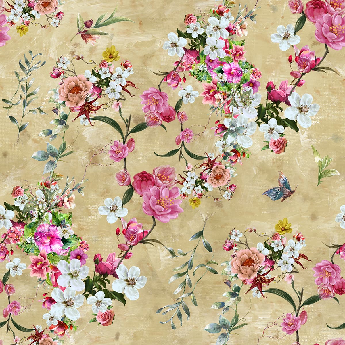 Floral Leaves Pattern Botanical Decorative Wallpaper pattern detail