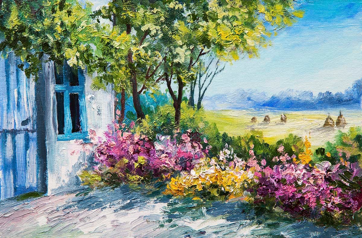 Beautiful Garden House Wall Design wallpaper pattern detail