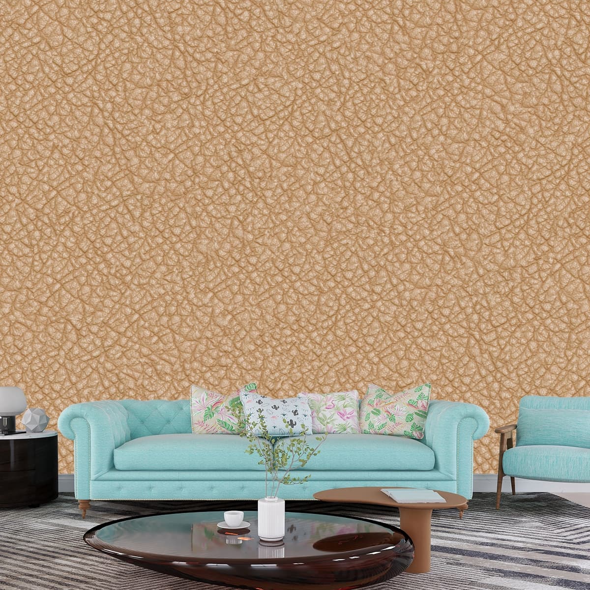 Classic Leather Surface Pattern Wallpaper shown in a room